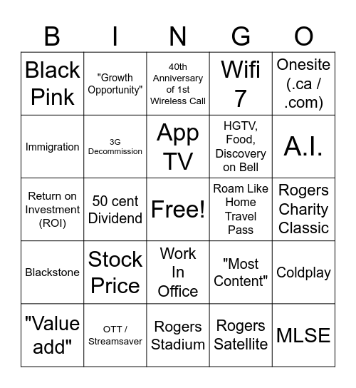 Q3 Bingo Card
