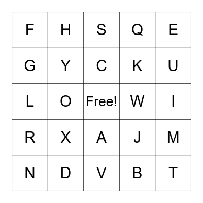 Alphabet Bingo Card