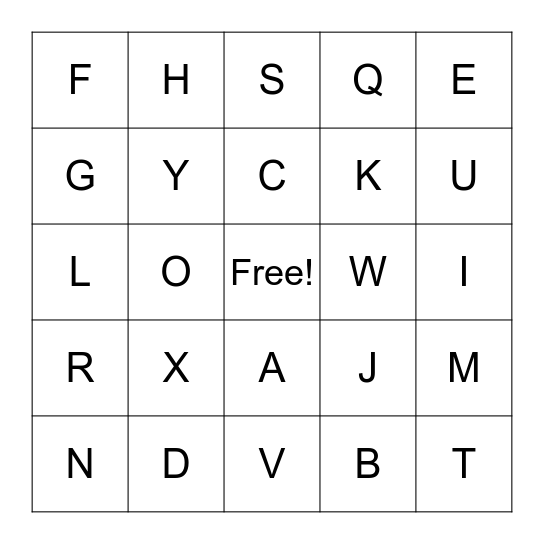 Alphabet Bingo Card
