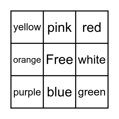 Color Word Bingo Card