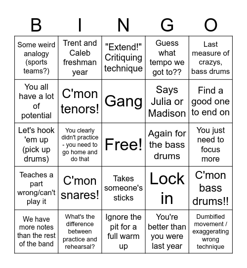 Tony Bingo Card