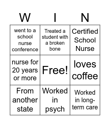 School Nurse Bingo Card