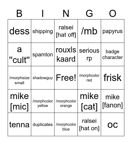 cheecho's deltarune rp bingo Card