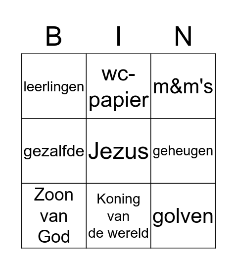 Wie is Jezus? Bingo Card