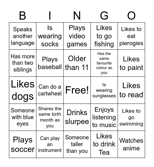 Get to Know Your Teammates Bingo Card