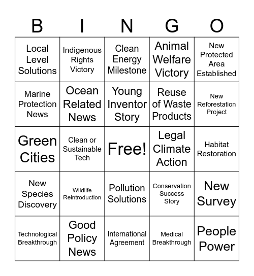 Sam Bentley Good News Bingo Card