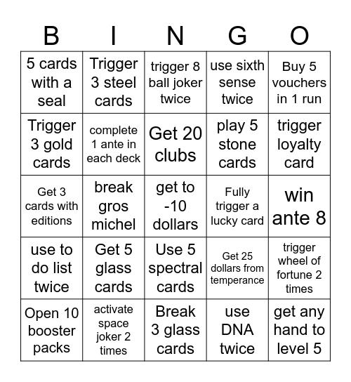 Balatro Bingo Card