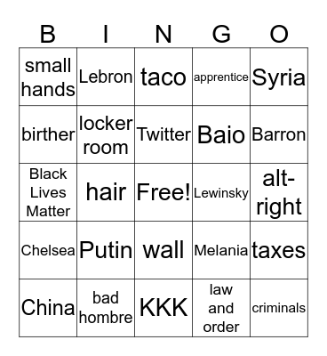 American Election Bingo Card