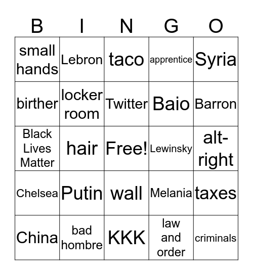 American Election Bingo Card