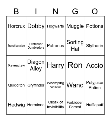 Harry Potter Reading Bingo Card