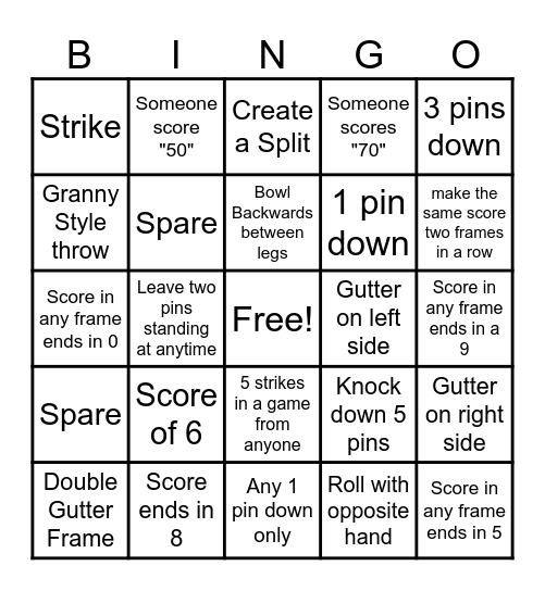 Royal Sheet Metal Bowling Bingo Card
