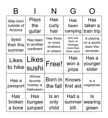 Get to know Bingo Card