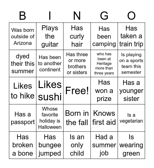 Get to know Bingo Card