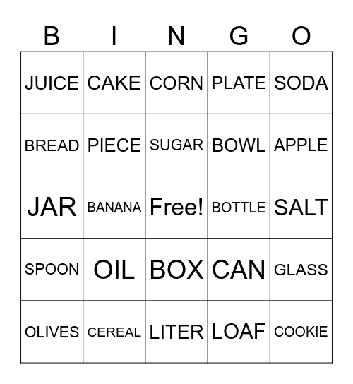 Unit 8 Bingo Card