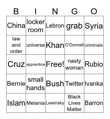 American Election Bingo Card