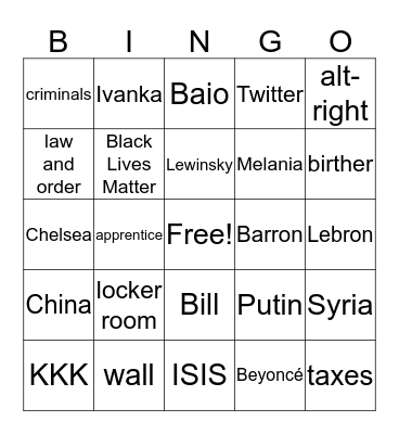 American Election Bingo Card