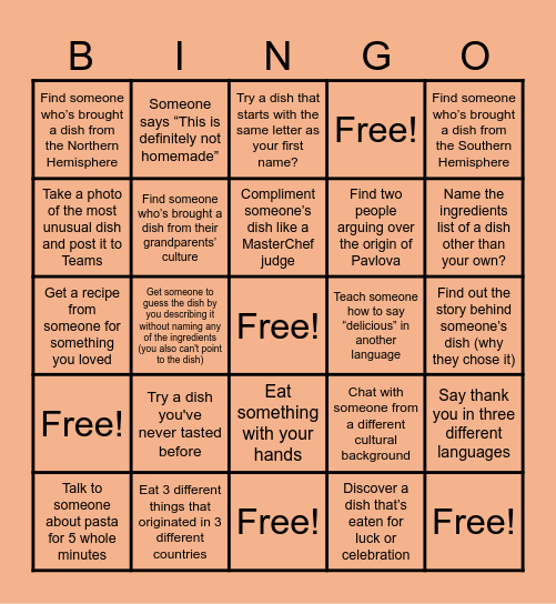 Feast Bingo - Mid Year Feast Bingo Card