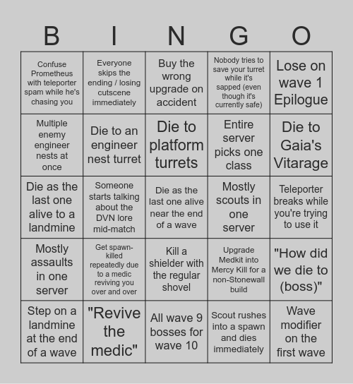 DVN: The Ultimate Stupidity & Survival Bingo Card