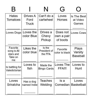 Maypearl FFA Bingo Super Awesome Mega Fun Time!!! Bingo Card