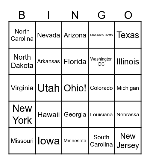 Travel Bingo Card