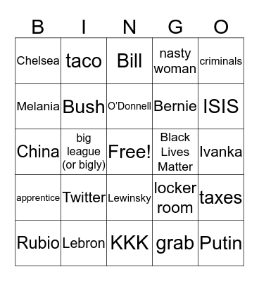 American Election Bingo Card