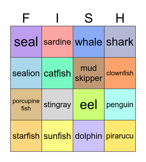 Aquarium Bingo! Bingo Card