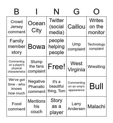 Kruk Bingo Card