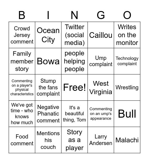 Kruk Bingo Card
