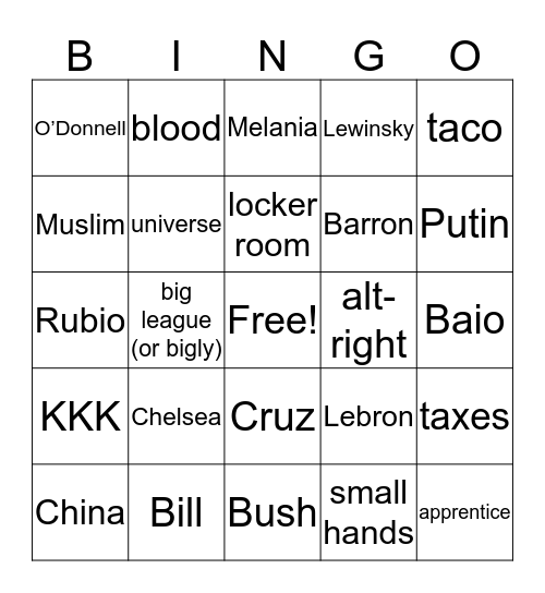 American Election Bingo Card