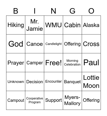 WorldSong Bingo Card