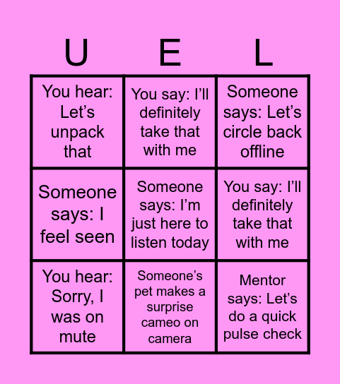 Mentor me this! Bingo Card