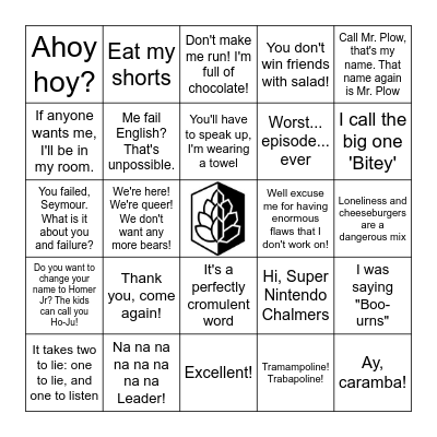 Simpsons Quotes Bingo Card