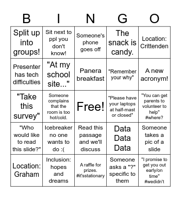 PD Day lol Bingo Card