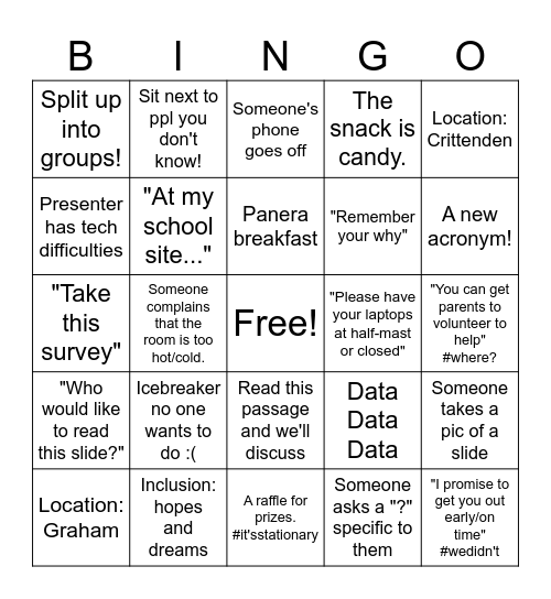PD Day lol Bingo Card