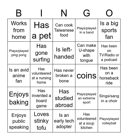 Find Someone Who ... Bingo Card