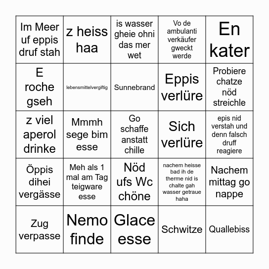 Dolce vita 2025 Bingo Card