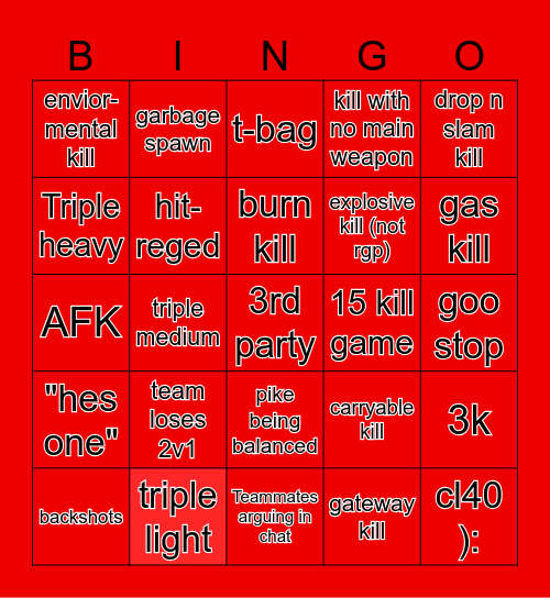 The finals bingo Card