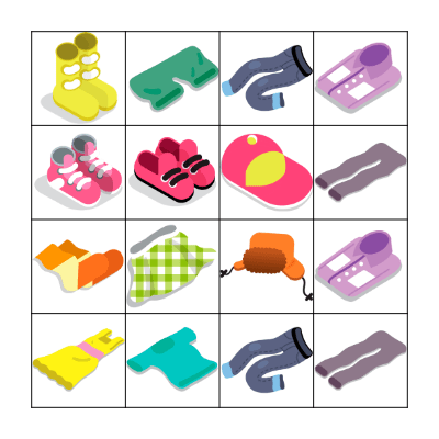 Clothes Bingo Card