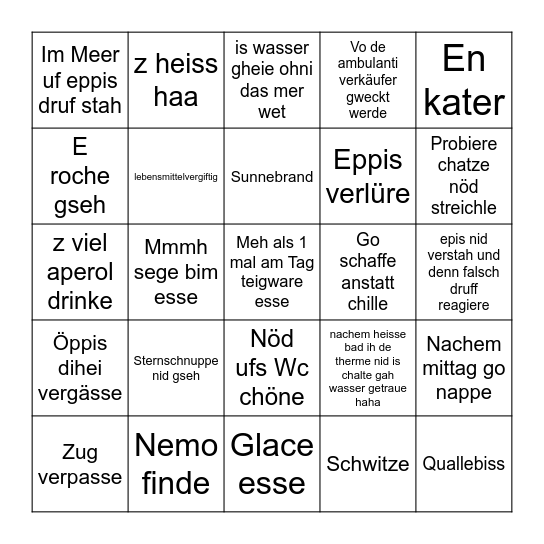 Calabria 2025 Bingo Card