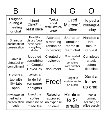 Untitled Bingo Card