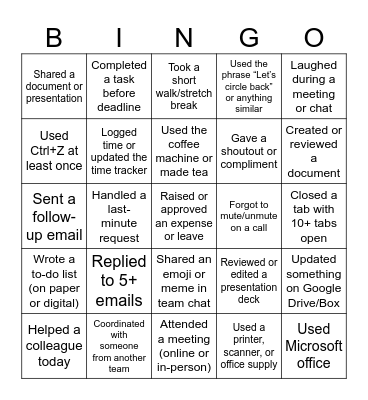 OFFICE BINGO Card