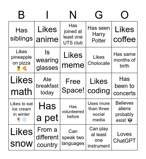 Bo's tute Bingo Card