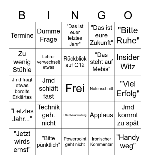 Vollversammlung Bingo Card