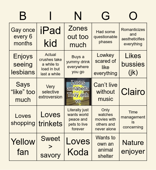 Annabella Binfo Bingo Card