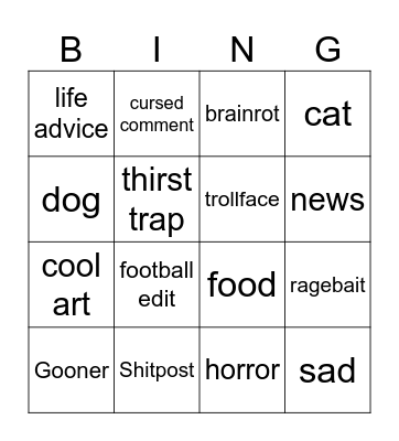 Reel Bingo Card