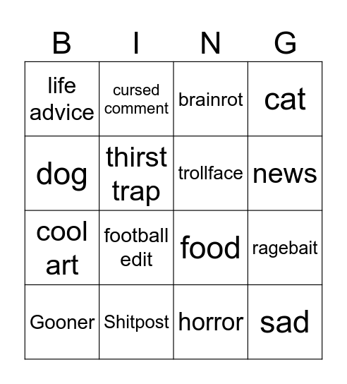 Reel Bingo Card