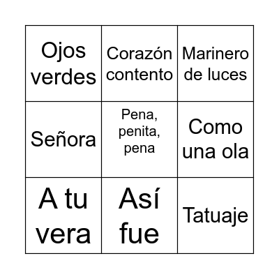 BINGO MUSICAL Bingo Card