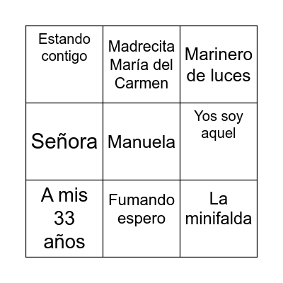 BINGO MUSICAL Bingo Card