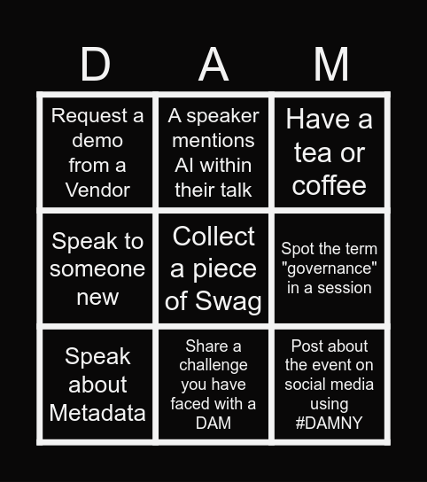 DAM NY 2025 Bingo Card