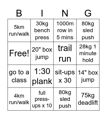 2025 Fitness Bingo v2 Bingo Card